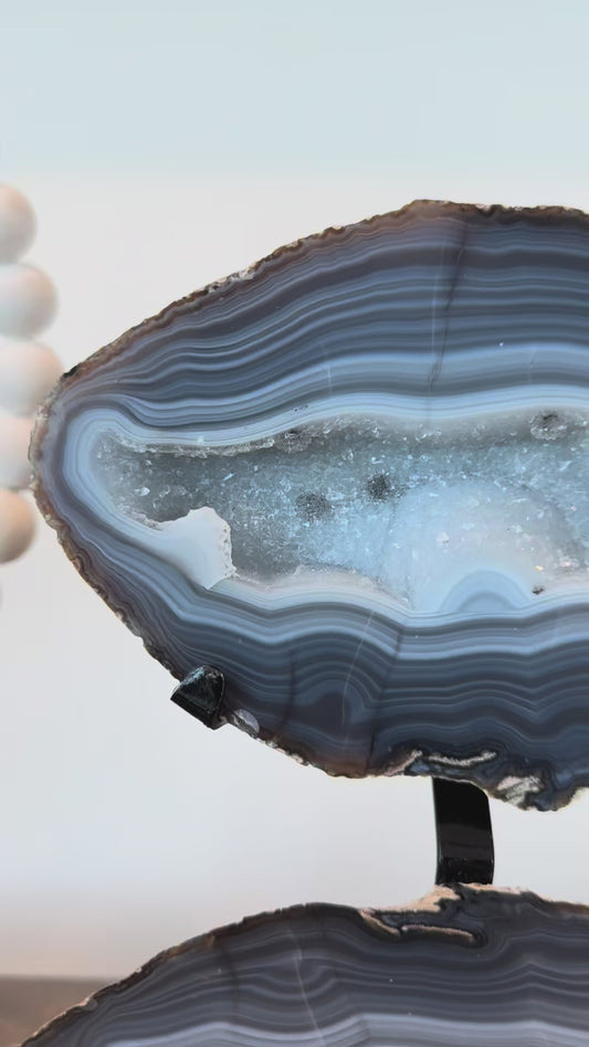 Blue Banded Agate Geode Jewelry Box